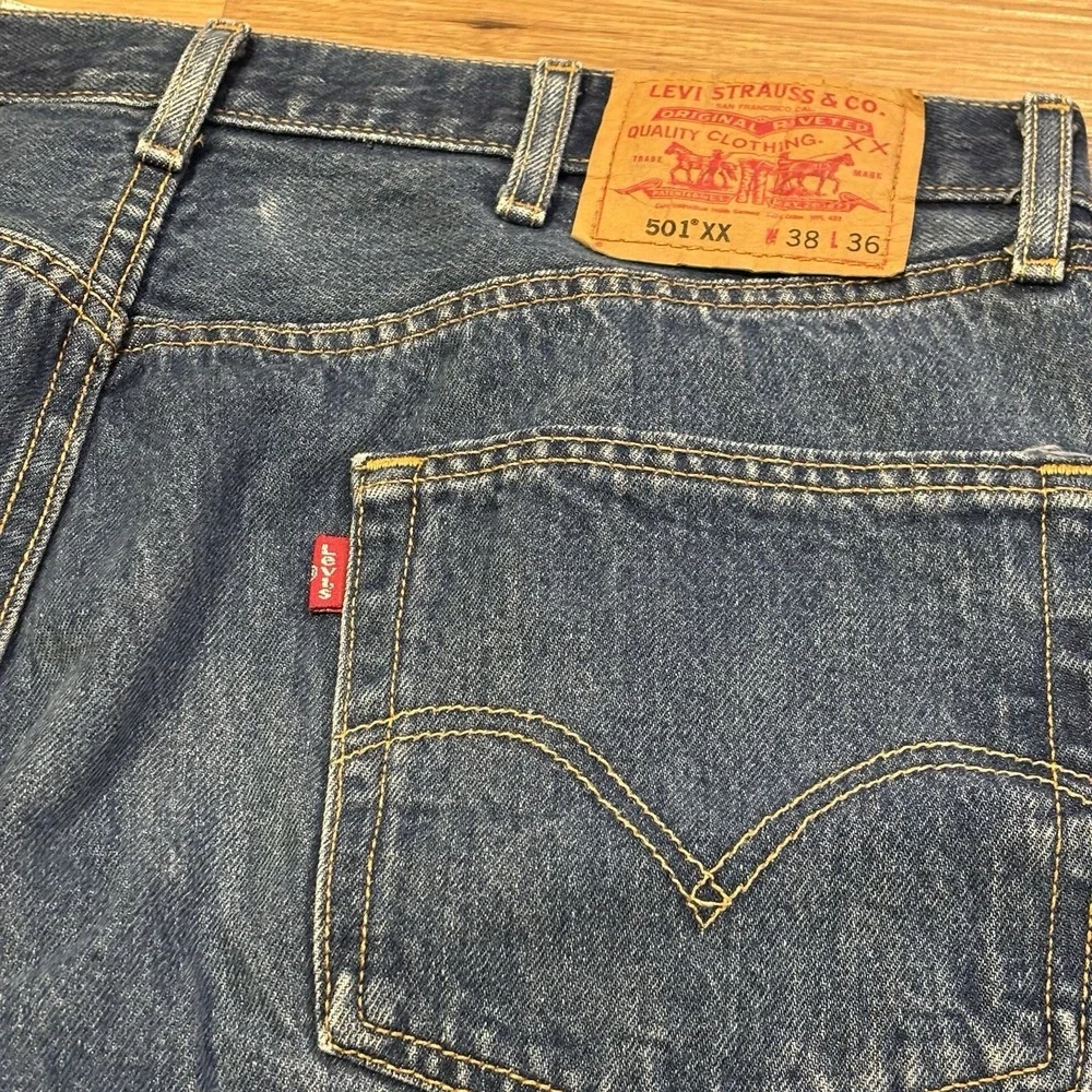 VTG Levis 501 XX Jeans Mens 38x36 Fits 35x32 Blue Cotton Denim Button Fly Faded